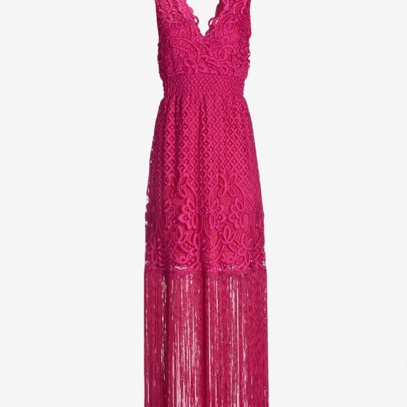 Boston Proper Fuchsia Lace Fringe Dress - Picture 3 of 5